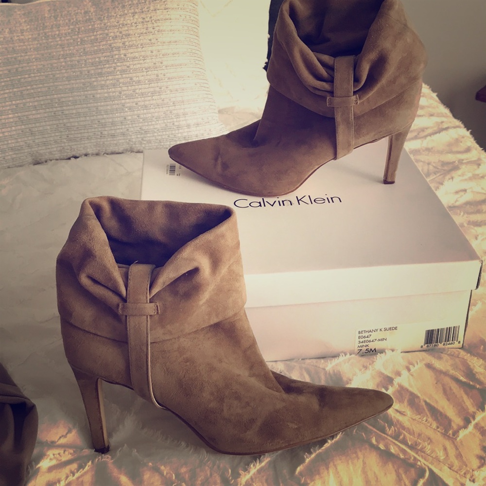 Calvin Klein suede booties